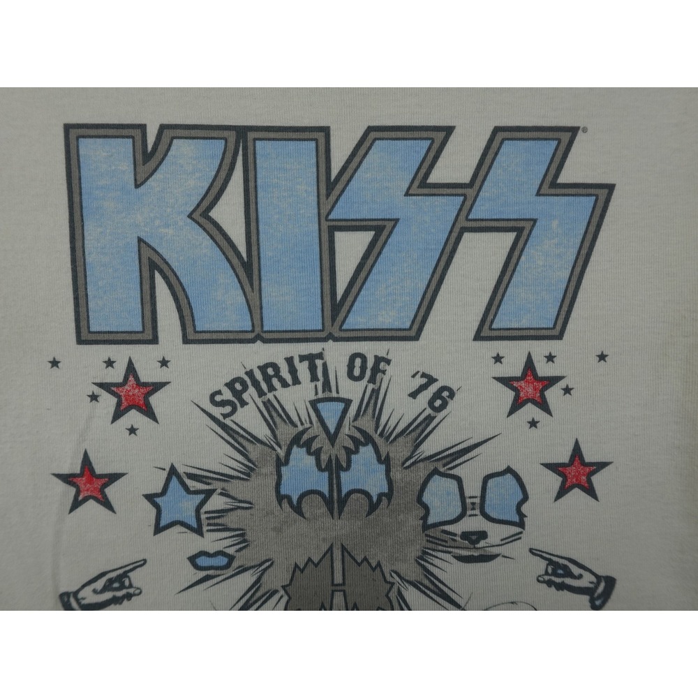The Vinyl Icons KISS Ringer T-Shirt Womens Small Cream Good Spirit of 76 Graphic - Picture 3 of 9